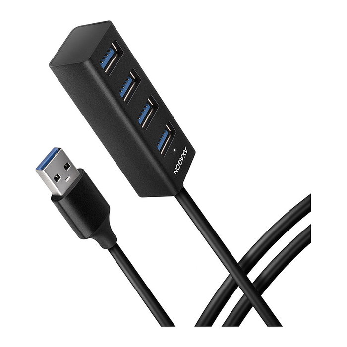 Axagon HUE-M1AL Mini Hub USB-A con 4 puertos USB-A 3.2 Gen 1, plata - 1,2 m Axagon HUE-M1AL Mini Hub USB-A con 4 puertos USB-A 3.2 Gen 1, plata - 1,2 m