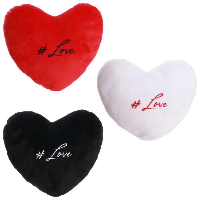 The Concept Factory Cojín Corazón Terciopelo con Bordado #Love Colores Surtidos 30x6x30 cm