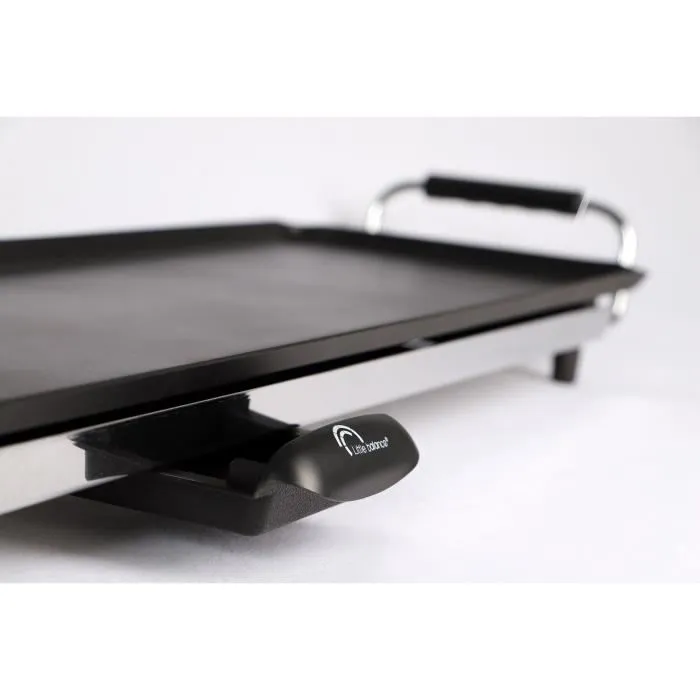 LITTLE BALANCE 8239 Plancha Eléctrica para Asar, Plato XXL 90x23cm Antiadherente, 8-10 Personas, 2000W, Negro/Acero Inoxidable