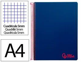 Liderpapel Cuaderno Espiral A4 Micro Wonder Azul Marino 120 Hojas Cuadro 5mm