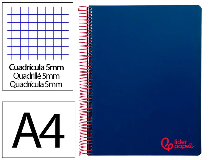 Liderpapel Cuaderno Espiral A4 Micro Wonder Azul Marino 120 Hojas Cuadro 5mm Liderpapel Cuaderno Espiral A4 Micro Wonder Azul Marino 120 Hojas Cuadro 5mm