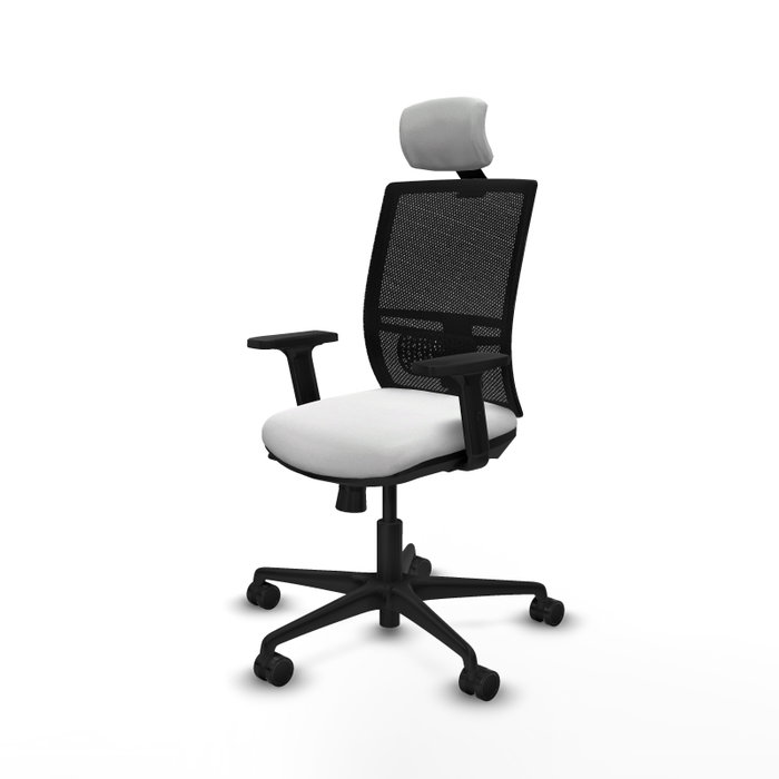PIQUERAS Y CRESPO Silla de oficina Yunquera con mecanismo Sincro/Traslack, Tela Blanca y Malla Negra PIQUERAS Y CRESPO Silla de oficina Yunquera con mecanismo Sincro/Traslack, Tela Blanca y Malla Negra