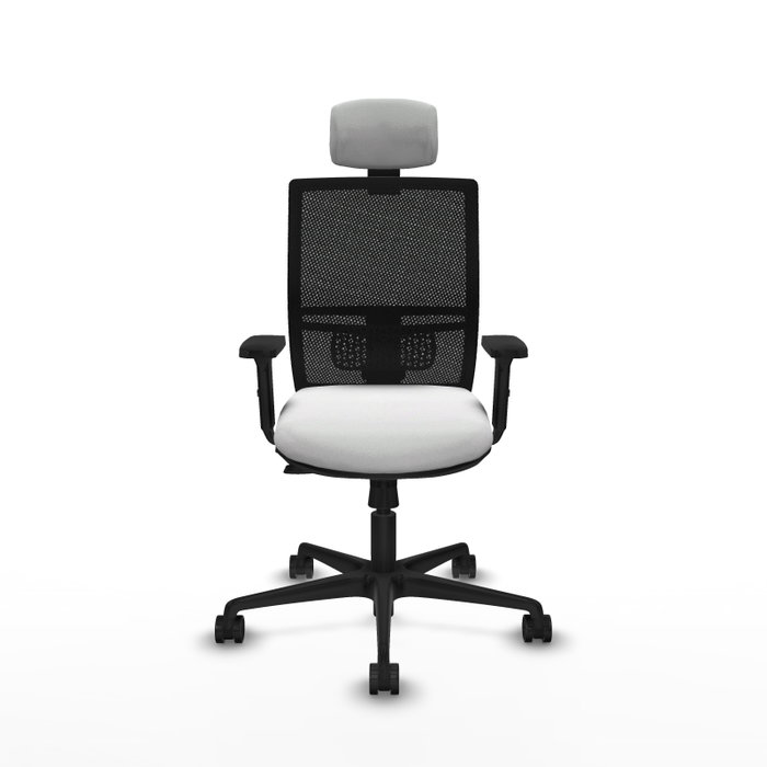 PIQUERAS Y CRESPO Silla de oficina Yunquera con mecanismo Sincro/Traslack, Tela Blanca y Malla Negra PIQUERAS Y CRESPO Silla de oficina Yunquera con mecanismo Sincro/Traslack, Tela Blanca y Malla Negra