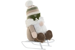 DKD Home Decor Figura de Gnomo en Trineo Beige