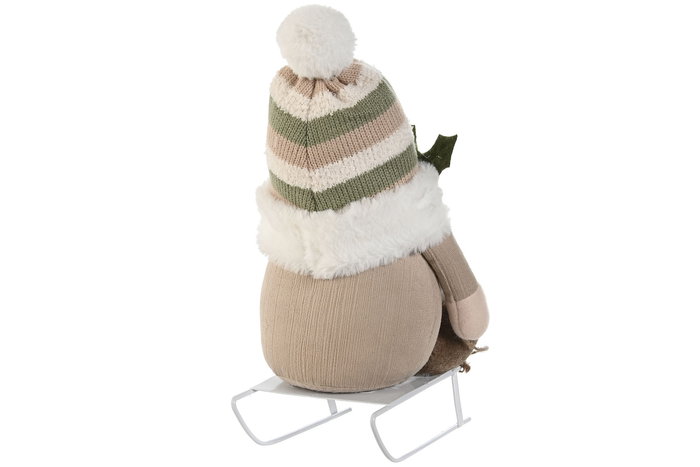 DKD Home Decor Figura Navidad Gnomo Trineo Poliester Beige Verde Blanco 17 x 30 x 22 cm (4 Unidades)