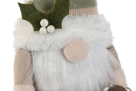 DKD Home Decor Figura Navidad Gnomo Trineo Poliester Beige Verde Blanco 17 x 30 x 22 cm (4 Unidades)