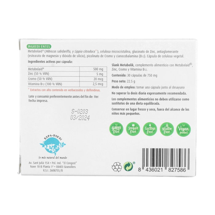 Espadiet Slank Metabolik 30 cápsulas Espadiet Slank Metabolik 30 cápsulas