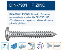 Tornillo autorroscante para chapa DIN 7981HP PH2 4,8x22 mm