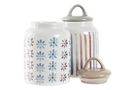 DKD Home Decor Bote Urban Azul Celeste Gris 11 x 19 x 11 cm (4 Unidades)