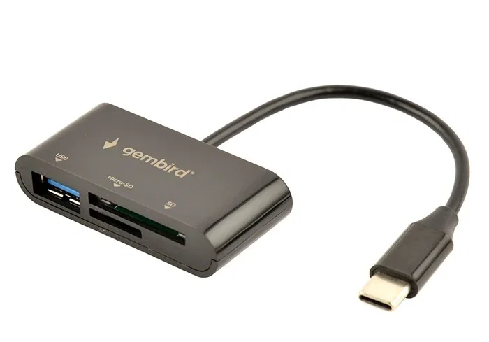 Gembird Lector de tarjetas USB Type-C UHB-CR3-02 Negro