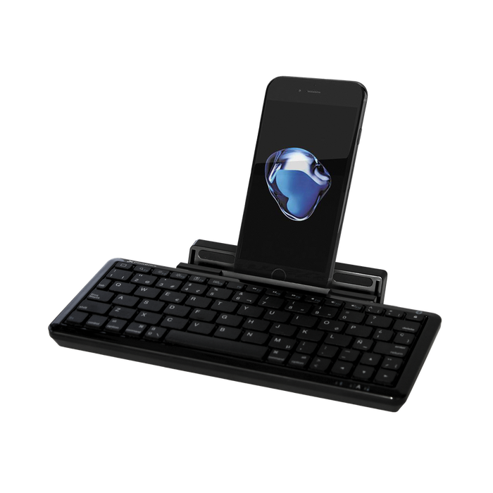 Phoenix technologies Mini Teclado Bluetooth Universal Multimedia con Soporte para Smartphone y Tablet, Batería Recargable Ion Litio, Cable USB Retráctil Phoenix technologies Mini Teclado Bluetooth Universal Multimedia con Soporte para Smartphone y Tablet, Batería Recargable Ion Litio, Cable USB Retráctil