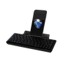 Phoenix technologies Mini Teclado Bluetooth Universal Multimedia con Soporte para Smartphone y Tablet, Batería Recargable Ion Litio, Cable USB Retráctil