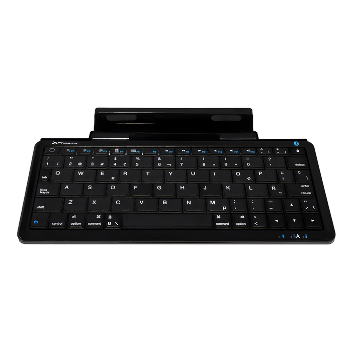 Phoenix technologies Mini Teclado Bluetooth Universal Multimedia con Soporte para Smartphone y Tablet, Batería Recargable Ion Litio, Cable USB Retráctil Phoenix technologies Mini Teclado Bluetooth Universal Multimedia con Soporte para Smartphone y Tablet, Batería Recargable Ion Litio, Cable USB Retráctil