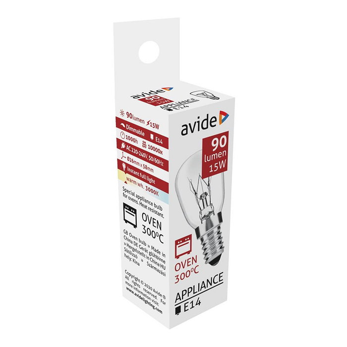 Avide ARAH14WW-15W Bombilla halógena para horno E14 Blanco cálido