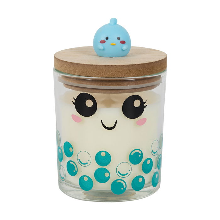 The Concept Factory Vela Perfumada Kawaii Vaso Vidrio Tapa Madera Rosa Frambuesa Azul Algodón de Azúcar Negro Vainilla Malvavisco 120g 25h