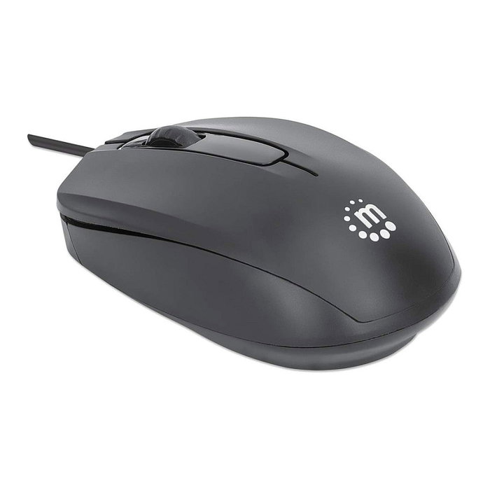 Manhattan Comfort II Ratón Óptico USB Negro, 1000 DPI, 3 Botones, Ambidiestro, 1.2 m Cable, para Windows, Mac, Linux, ChromeOS Manhattan Comfort II Ratón Óptico USB Negro, 1000 DPI, 3 Botones, Ambidiestro, 1.2 m Cable, para Windows, Mac, Linux, ChromeOS