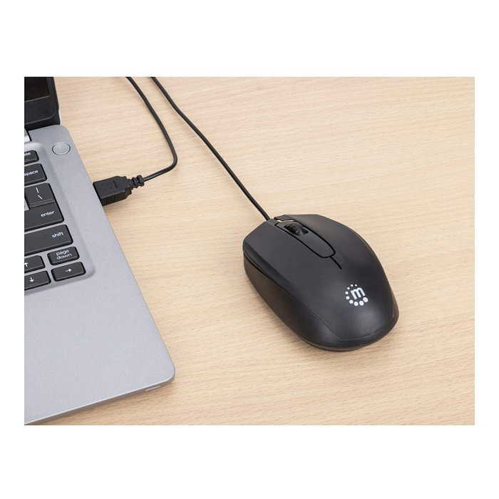 Manhattan Comfort II Ratón Óptico USB Negro, 1000 DPI, 3 Botones, Ambidiestro, 1.2 m Cable, para Windows, Mac, Linux, ChromeOS Manhattan Comfort II Ratón Óptico USB Negro, 1000 DPI, 3 Botones, Ambidiestro, 1.2 m Cable, para Windows, Mac, Linux, ChromeOS