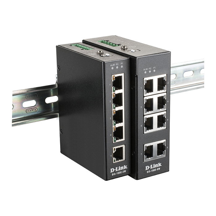 D-Link DIS-100E-8W Switch Industrial Ethernet Fast No Administrado 8 Puertos 10/100, Montaje Rack/Pared/DIN, IP30