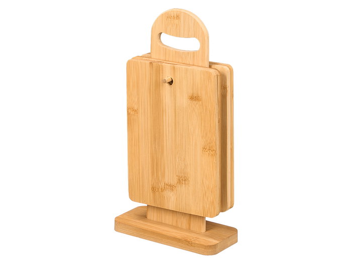 Kinvara Set 4 Tablas de Bambú con Soporte y Asa 14x20 cm (Set de 6)