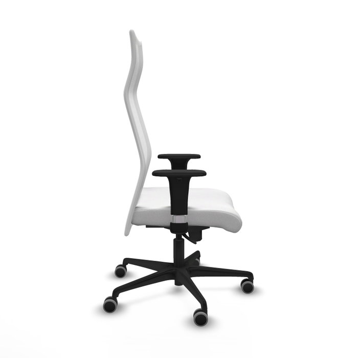 PIQUERAS Y CRESPO Sillón Albacete con mecanismo Sincro, Tela Blanca y Base Nailon Negra