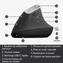 Logitech MX Vertical Ratón Ergonómico Inalámbrico Negro/Gris
