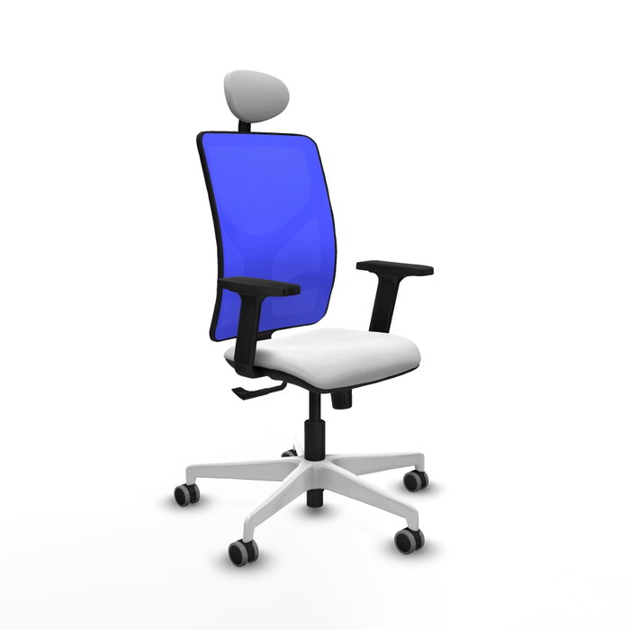 PIQUERAS Y CRESPO Silla de oficina Motilla con mecanismo Sincro, Tela Blanco y Malla Azul PIQUERAS Y CRESPO Silla de oficina Motilla con mecanismo Sincro, Tela Blanco y Malla Azul