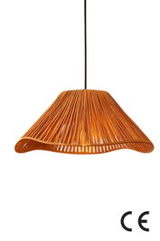 Opviq Lámpara de Araña Plástico Ámbar con Tapa de Macramé Ø40xh15 cm, Altura Ajustable 16-52 cm, E27 40W