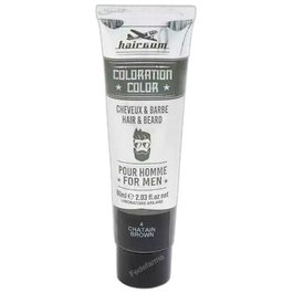 Hairgum COLORATION Tinte Semipermanente para Barba y Cabello Castaño #4, 60 g - Cubre hasta 50% Canas