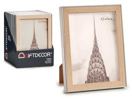 Giftdecor Portafoto Plata Color Madera 15x20 cm (Set de 24)