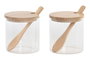 DKD Home Decor Set de 2 Azucareros de Cristal Natural