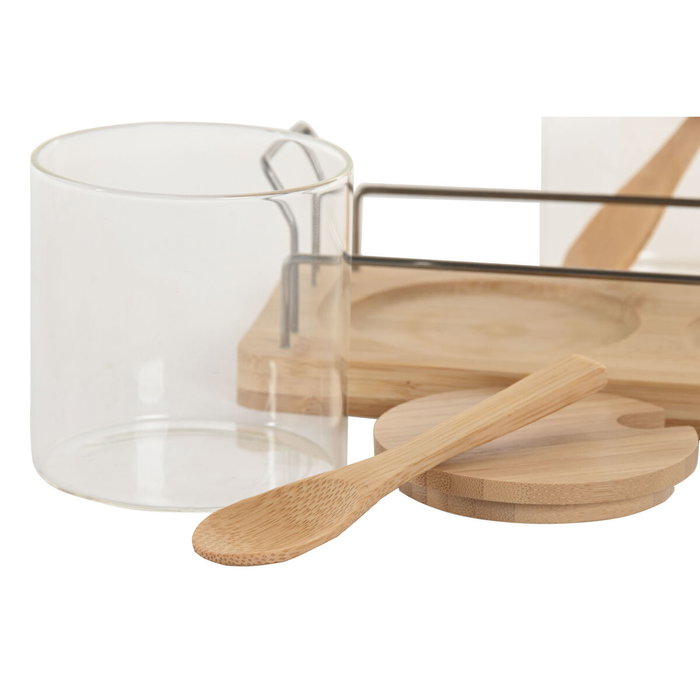 DKD Home Decor Set de 2 Azucareros de Cristal Natural DKD Home Decor Set de 2 Azucareros de Cristal Natural