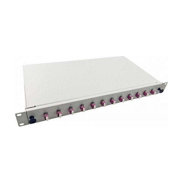 Helos Spleissbox LWL 19 pulg 12 x LC Duplex OM4, Gris Helos Spleissbox LWL 19 pulg 12 x LC Duplex OM4, Gris