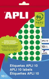 Apli Etiquetas Adhesivas Circulares Ø10 mm Escritura Manual 126 X 8H Verde