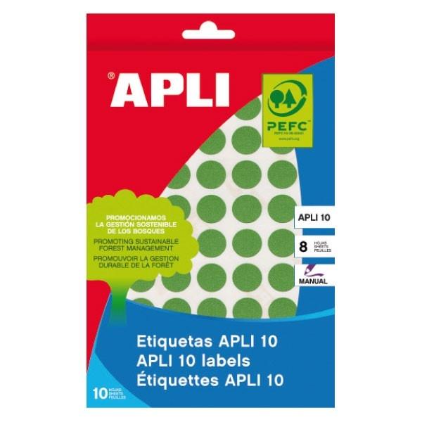 Apli Etiquetas Adhesivas Circulares Ø10mm Verde