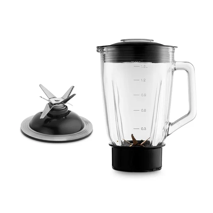 Ufesa 70205761 Batidora de Vaso 1.5 L 1500W con Jarra de Vidrio y Picahielos, Color Negro y Blanco