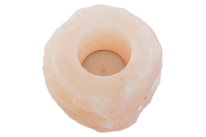 DKD Home Decor Portavelas de Sal del Himalaya Rosa