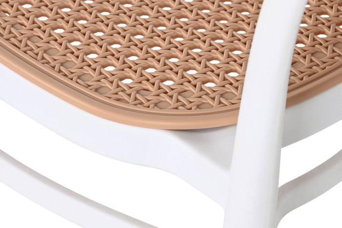 DKD Home Decor Silla Blanco Marron 52 x 86.5 x 56 cm (4 Unidades) Simil Ratan Apilable