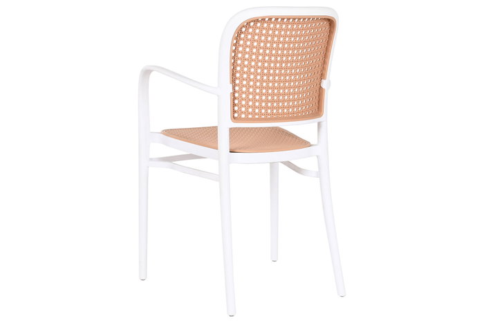 DKD Home Decor Silla Blanco Marron 52 x 86.5 x 56 cm (4 Unidades) Simil Ratan Apilable