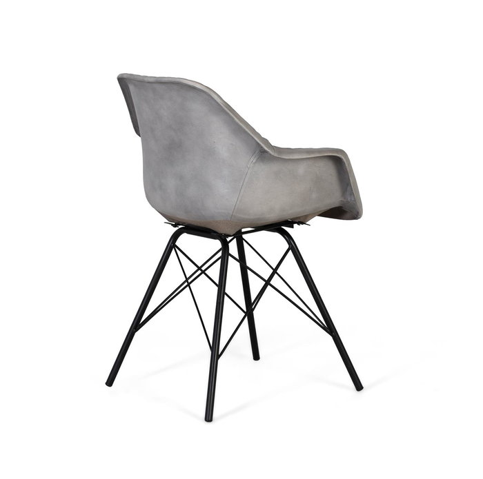 Giner Y Colomer Silla Tapizada en Piel Gris Acolchada con Respaldo Inclinado - Alta Comodidad