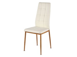 Giftdecor Silla Blanca Patas Madera 105x18x43cm PU Hierro Montada 42x51x97cm (Set de 4)