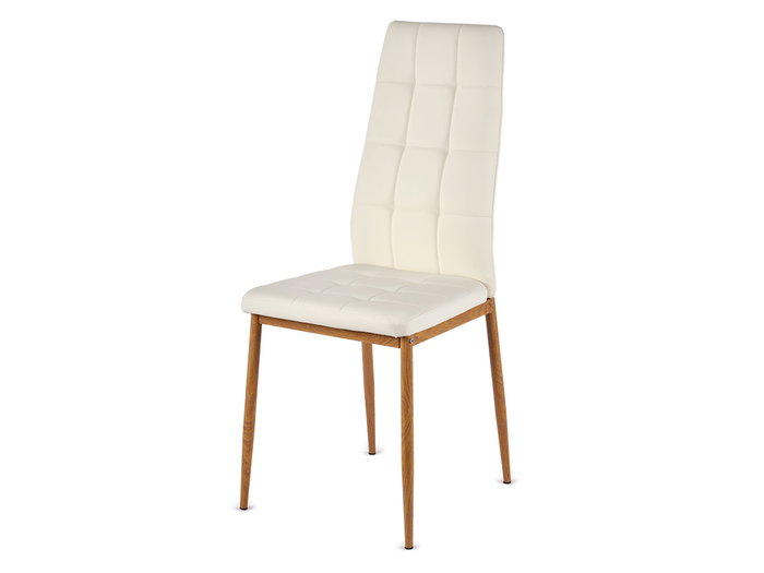 Giftdecor Silla Blanca Patas Madera 105x18x43cm PU Hierro Montada 42x51x97cm (Set de 4)