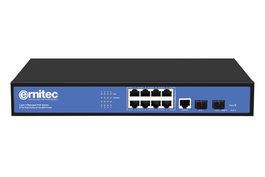 Ernitec Switch PoE Gestionado Gigabit Capa 2+ 10 Puertos (8 PoE Gigabit, 2 SFP Gigabit, 1 Consola) PoE 150W Gestión WEB/CLI/SNMP