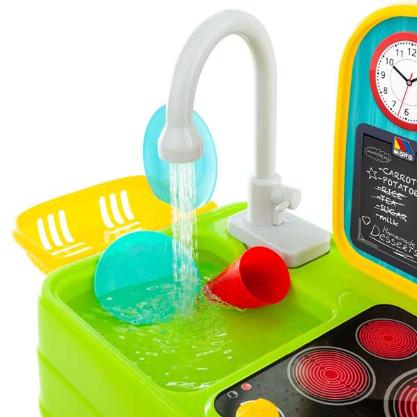 Molto Cocina con Fregadero y Accesorios Grifo Real Juguete Infantil 33x61x25 cm