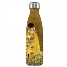 Enesco Botella Isotérmica El Beso de Acero Inoxidable 50cl - Mantiene Temperatura 12-24h - Inspirada en Gustav Klimt