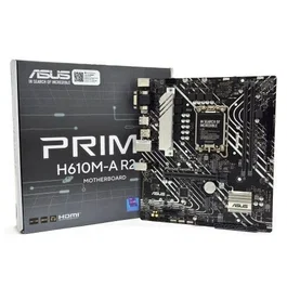 Asus Placa Base Prime H610M-A R2.0, Socket LGA1700, Chipset Intel H610, DDR5, PCIe 4.0, Micro ATX, con 2x M.2, HDMI, DisplayPort, VGA, USB 3.2 Gen 2 y Aura Sync RGB
