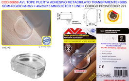 Tope de puerta adhesivo metacrilato transparente M363 blanco
