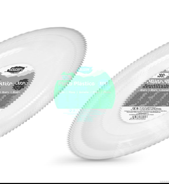 Algon Set-100 Plato Redondo Plástico Ecológico 22 cm (6 Unidades)