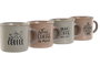 DKD Home Decor Set de 4 Tazas de Gres Azul Rosa 7.6 x 6 x 7 cm Capacidad 180ml Apto Microondas y Lavavajillas