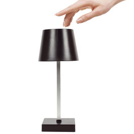 Home Deco Factory Lámpara LED Táctil Negra con 3 Intensidades de Luz, Funciona con Pilas AAA, 12 LEDs COB, Decoración Moderna