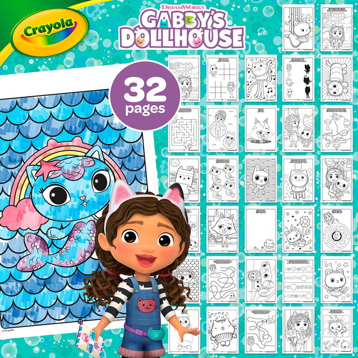 Crayola Libro Actividades y Colorear Casa de Gabby 04-7024 con 32 Páginas y 7 Rotuladores Lavables
